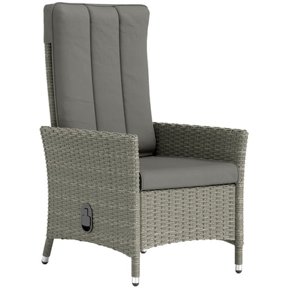 105°-150° Reclining Rattan Chair - Grey