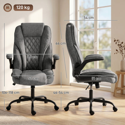 Office Chair, Ergonomic Desk Chair with Flip-up Armrest, Pocket Springs, Swivel Wheels, Adjustable Height, Grey