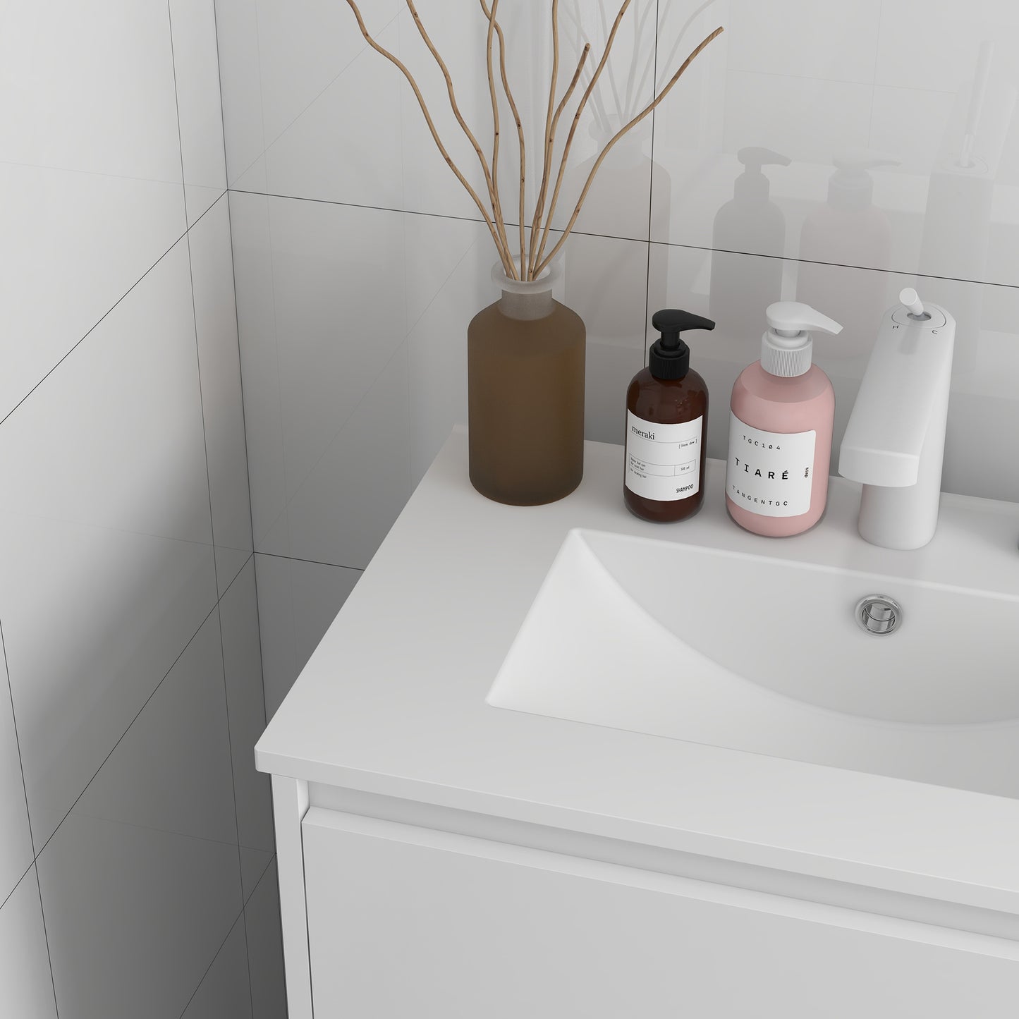 600mm Bathroom Vanity Unit with Basin and Single Tap Hole