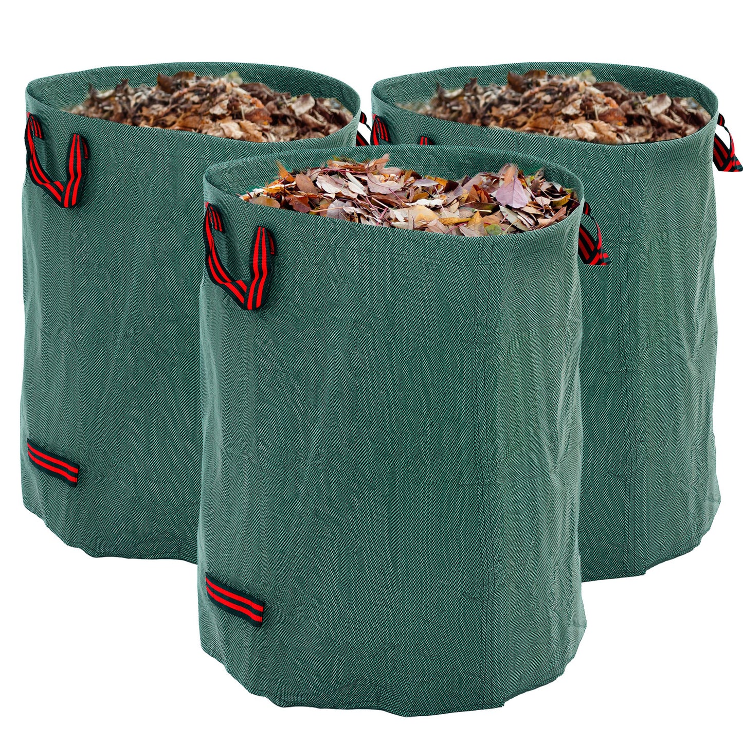 Garden Waste Bags, 300L x 3 Heavy Duty Garden Bags, Foldable and Reusable Waste Sacks with Handles for Loading Leaf, Trash