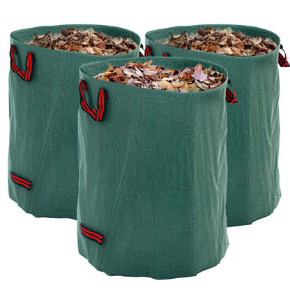 Garden Waste Bags, 300L x 3 Heavy Duty Garden Bags, Foldable and Reusable Waste Sacks with Handles for Loading Leaf, Trash