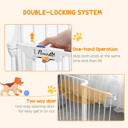 6 Panels Foldable Dog Playpen, Puppy Pen Crate with Door - White