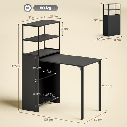Folding Shelf and Work Table - Black
