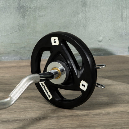 Two 5kg Olympic Weight Plates, Tri-Grip Rubber-Coated Barbell Weights, with 5cm Holes, for Home, Gym, Office