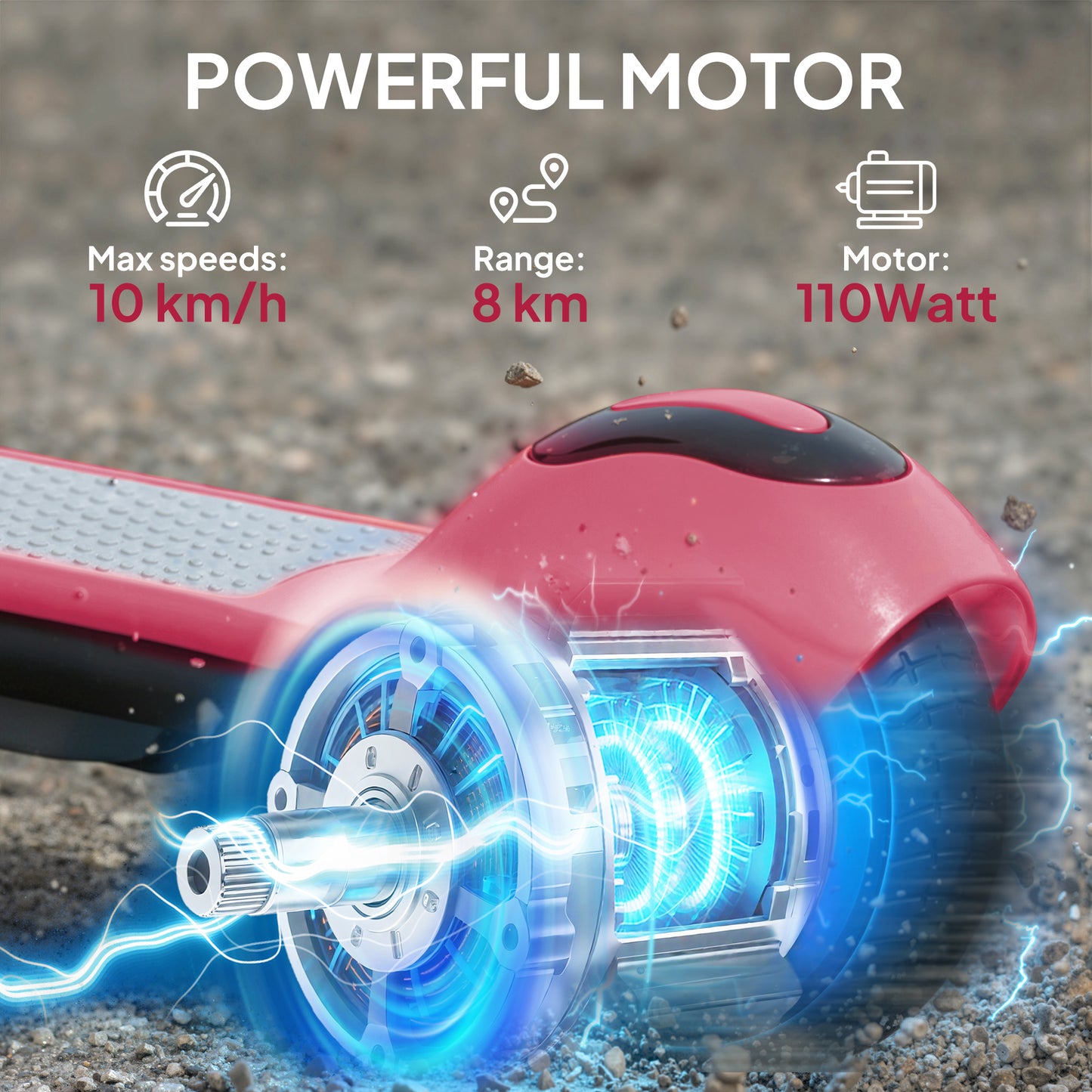 Electric Scooter for Kids, with LED Display, Pink