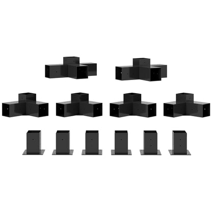 12PCS Pergola Kit, Pergola Brackets with 3-Way & 4-Way Corner Brackets for 9.6 x 9.6 cm (Actual 9.2 x 9.2 cm) Lumber