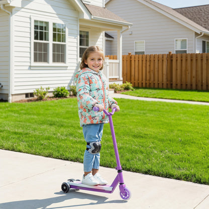 Electric Scooter for Kids Aged 4-7 Years, with Flashing LED Lights, Rear Auxiliary Wheels, Purple