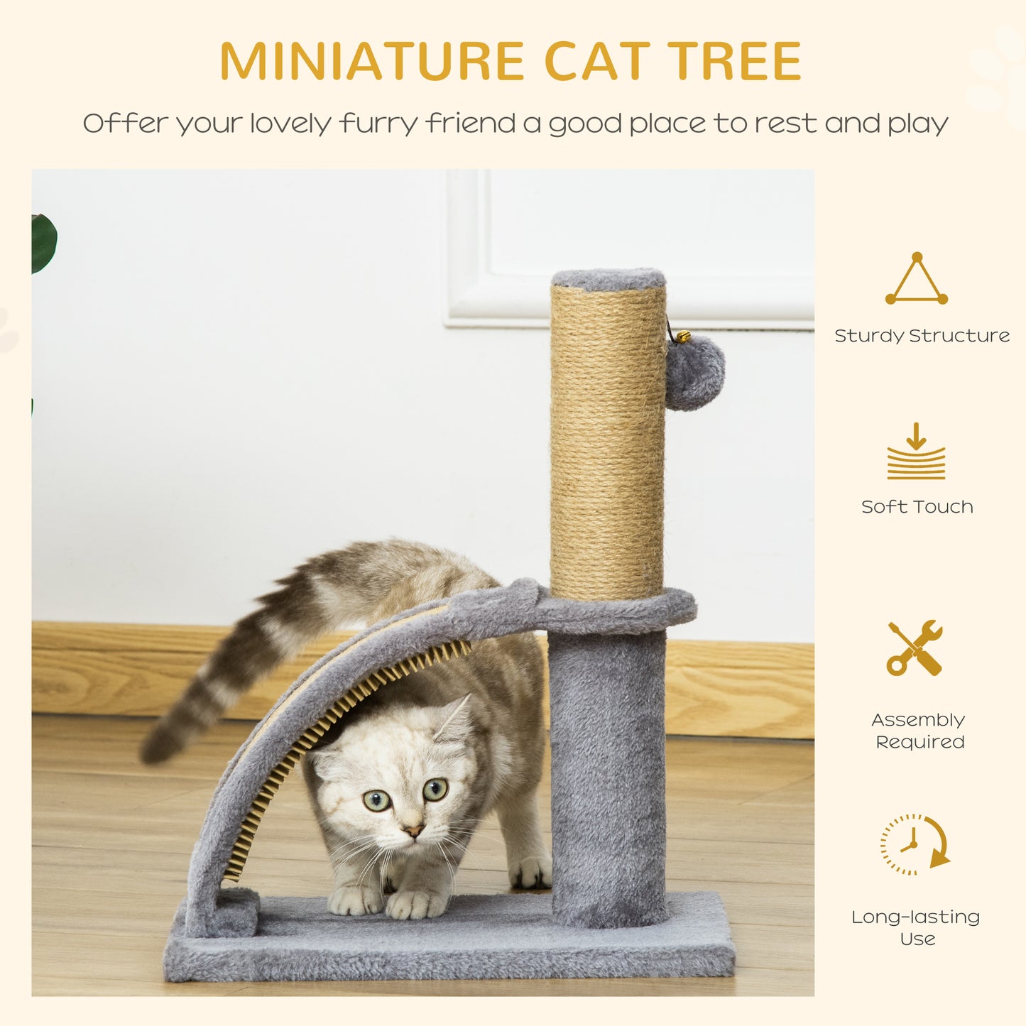 Cat Tree for Indoor Cats Climbing Activity Center Kitten Tower Furniture with Jute Post Scratching Massage Board Hanging Ball