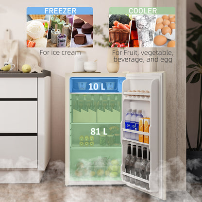 Under Counter Fridge, 91L Small Fridge with Chiller Box, Removable Shelf, Reversible Door, Adjustable Legs