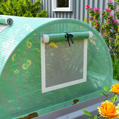 Mini Greenhouse, Portable Tunnel Green House, Green Grow House Steel Frame with 5 Mesh Windows, 3 M, Green