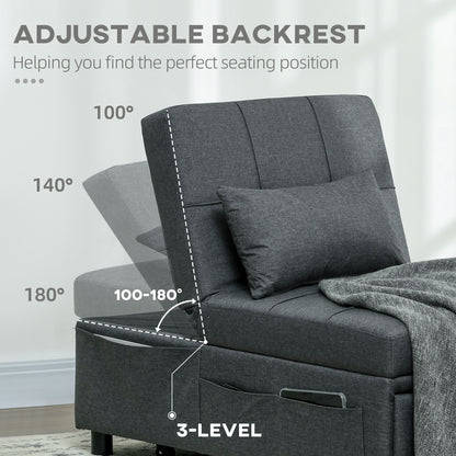 Convertible Chair Bed with Padding Seat, 4-in-1 Multi-Functional Sleeper Sofa Bed, Recliner with Adjustable Backrest