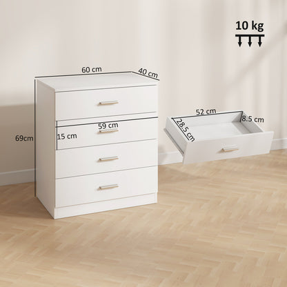 Chest of Drawers, 4 Drawers Storage Cabinet with Metal Rails, Anti-Tip for Playroom, Nursery Room, Hallway, etc