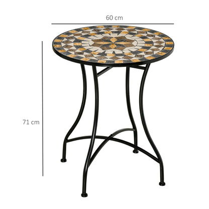 Φ60cm Mosaic Outdoor Patio Table - Grey