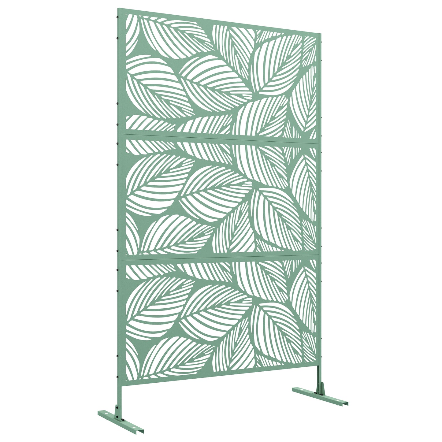 Metal Decorative Privacy Screen Outdoor Divider, Green Leaf