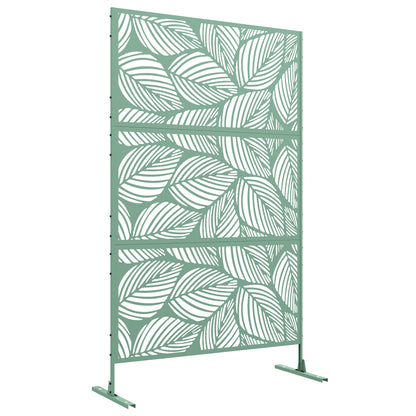 Metal Decorative Privacy Screen Outdoor Divider, Green Leaf