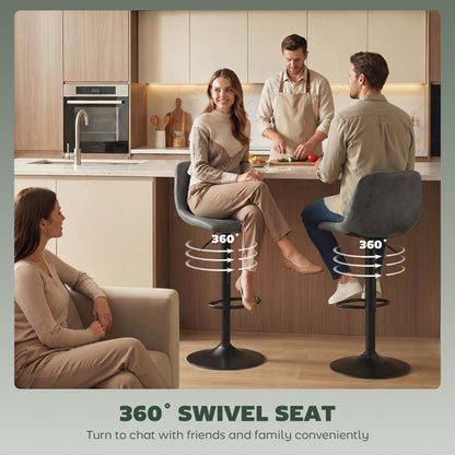 Bar Stools Set of 2, Modern Swivel Barstools with Footrest for Kitchen Island and Dining Room, Green