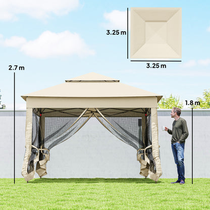 3 x 3(m) Pop Up Gazebo, Double-roof Garden Tent with Netting and Carry Bag, Party Event Shelter for Outdoor Patio