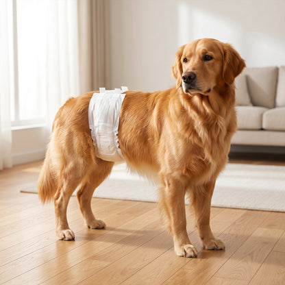 Dog Diapers Super Absorbent Leak-Proof Dog Nappies for Male Dogs Size L 62-80 cm Waist