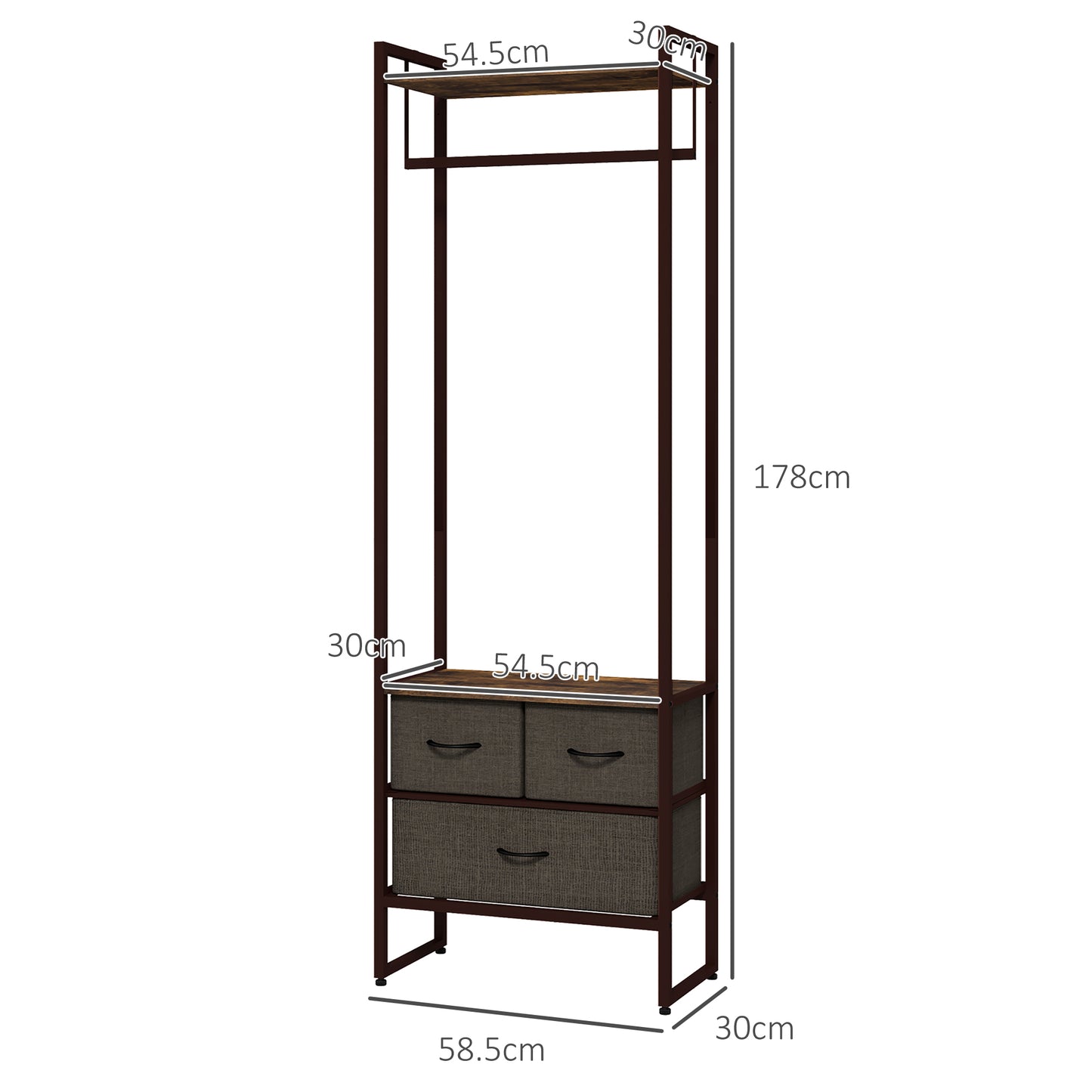 Compact Clothes Rail, with Drawers and Shelf
