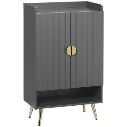 Modern Shoe Cabinet with 2 Doors, Open Shelf and Adjustable Shelves, 15 Pair Hallway Shoe Cupboard, Entryway Storage Unit