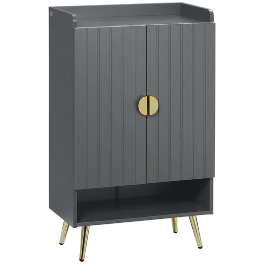 Modern Shoe Cabinet with 2 Doors, Open Shelf and Adjustable Shelves, 15 Pair Hallway Shoe Cupboard, Entryway Storage Unit