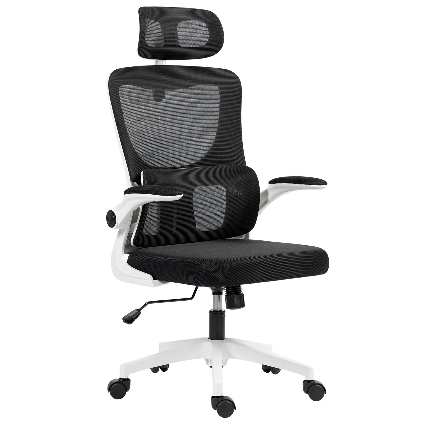 Ergonomic Office Chair, High Back Mesh Computer Desk Chair with Adjustable Headrest and Lumbar Support, Rotatable Armrests