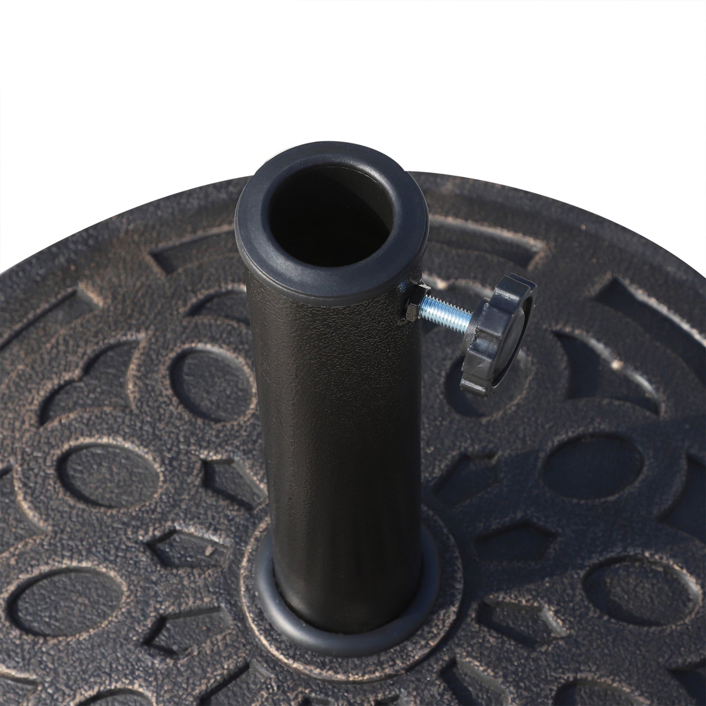 14kg Round Garden Parasol Base Holder Decorative Resin Market Umbrella Stand with Adjustable Coupler, Bronze