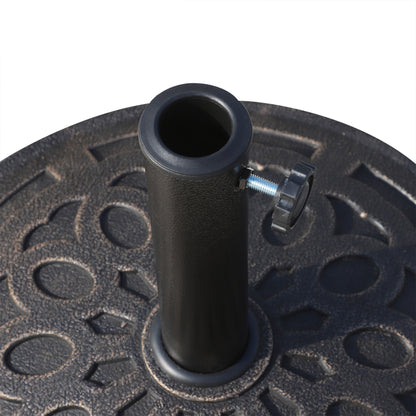 14kg Round Garden Parasol Base Holder Decorative Resin Market Umbrella Stand with Adjustable Coupler, Bronze