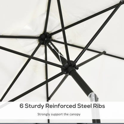 3x2m Garden Parasol Umbrella with Aluminium Pole, Tilt and Crank, Rectangular Outdoor Table Parasol Sun Shade for Patio