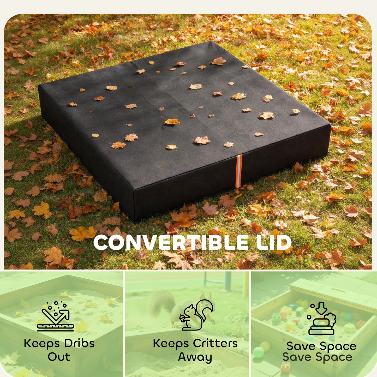 Sandbox Cover, Square Sandpit Cover Waterproof Dustproof UV Protection, Sandbox Canopy with Drawstring and Elastic Band