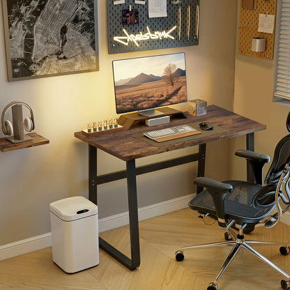 Industrial Writing Desk With Metal Legs, 100 x 58 x 74.5cm, Rustic Brown and Black