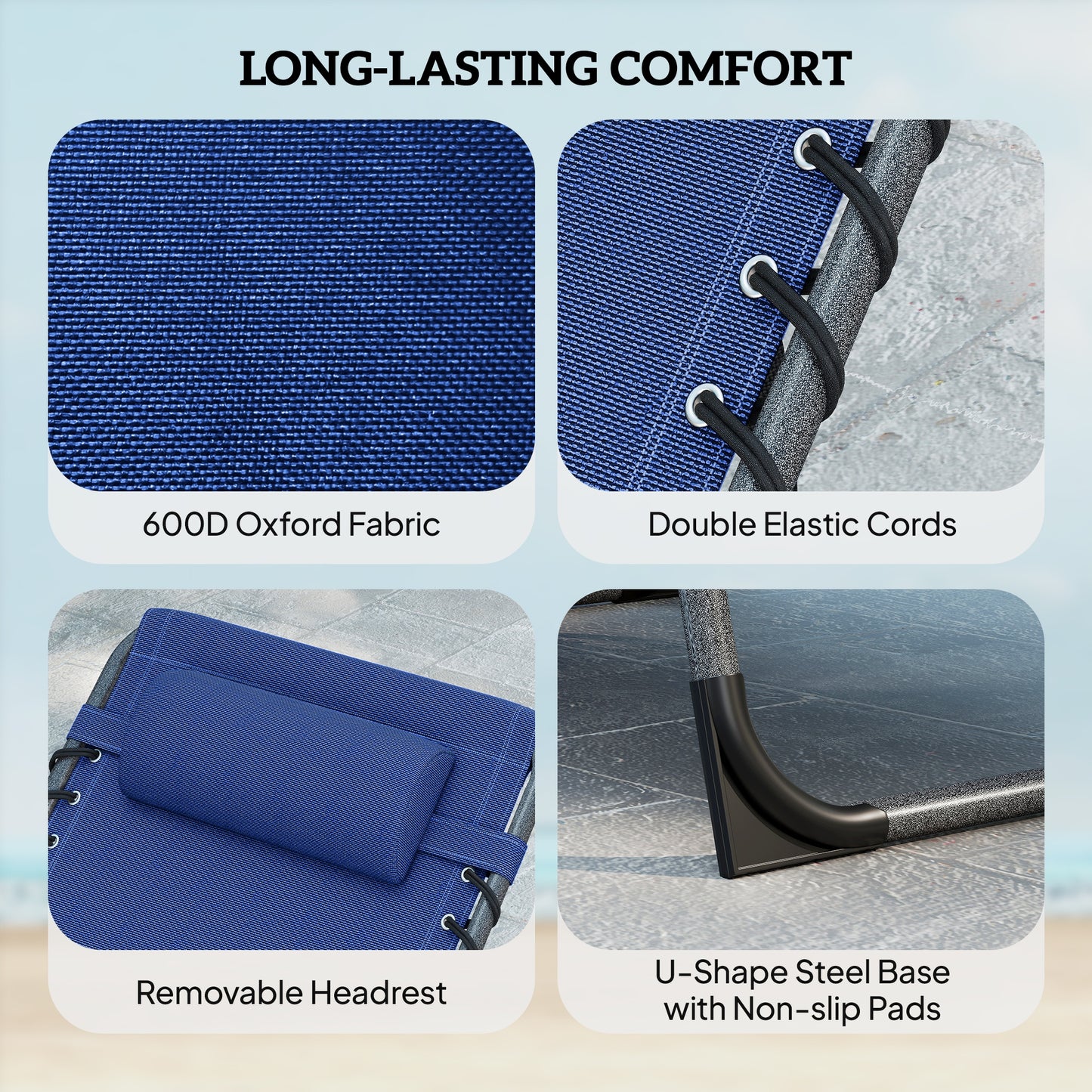 Five-Position Reclining Sun Loungers Set of 2 - Dark Blue