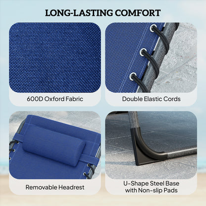 Five-Position Reclining Sun Loungers Set of 2 - Dark Blue