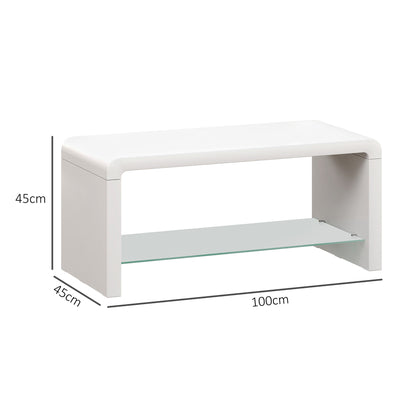 Curved Two-Tier Coffee Table - High Gloss White