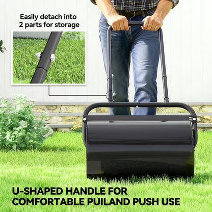 38L Fillable Cylinder Steel Lawn Roller - Black