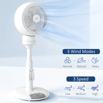 Standing Fan for Bedroom, 28" Pedestal Fan with Remote, 70° Oscillating, 90° Vertical Tilt, 3 Speeds, Adjustable Height