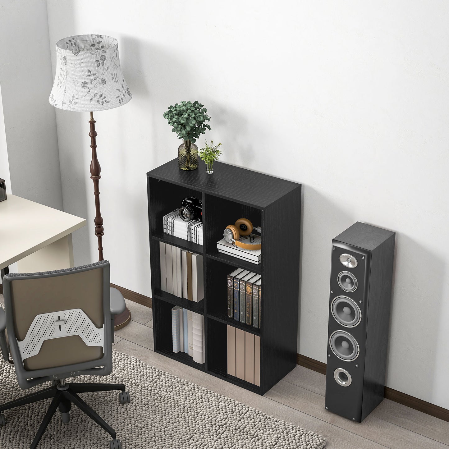 Six-Cube Bookcase - Black Wood Effect