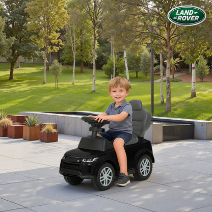 Land Rover Discovery Licensed Baby Push Car, 2-in-1 Ride on Car with Push Handle and Safety Guardrail, Black