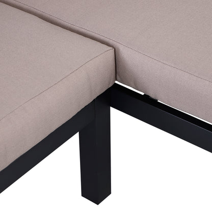 3 Pieces Garden Furniture Set, Aluminium 4 Seater Corner Sofa Set with 2 Loveseats, Black