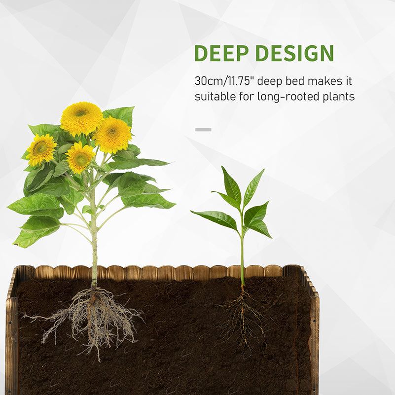 70L Raised Garden Bed, Wooden Rectangle Planter Box, Outdoor Herb Vegetable Flower Pot (80L x 33W x 30H cm)