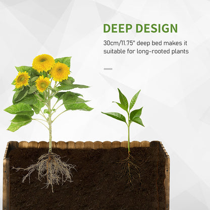 70L Raised Garden Bed, Wooden Rectangle Planter Box, Outdoor Herb Vegetable Flower Pot (80L x 33W x 30H cm)