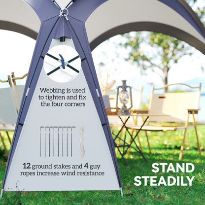 Gazebo Party Tent, 3.5x3.5m-Cream/Blue