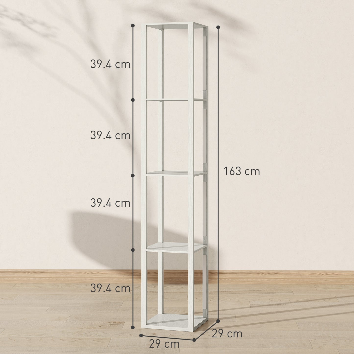 Floor Lamp with Shelves and 3 Brightness Levels - Oak