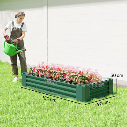 180 x 90cm Galvanised Steel Open Planter - Green