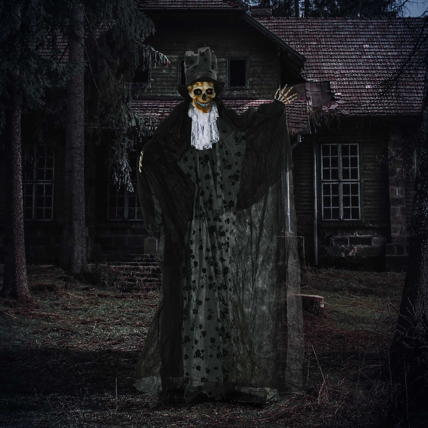 189cm Life Size Outdoor Halloween Decorations Ghost Bridegroom, Animated Prop Animatronic Decor