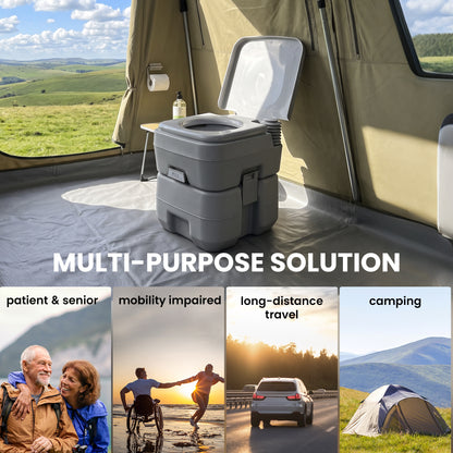 Portable Camping Toilet, 20L Flushable Porta Potty Portaloo with 2 Detachable Tanks