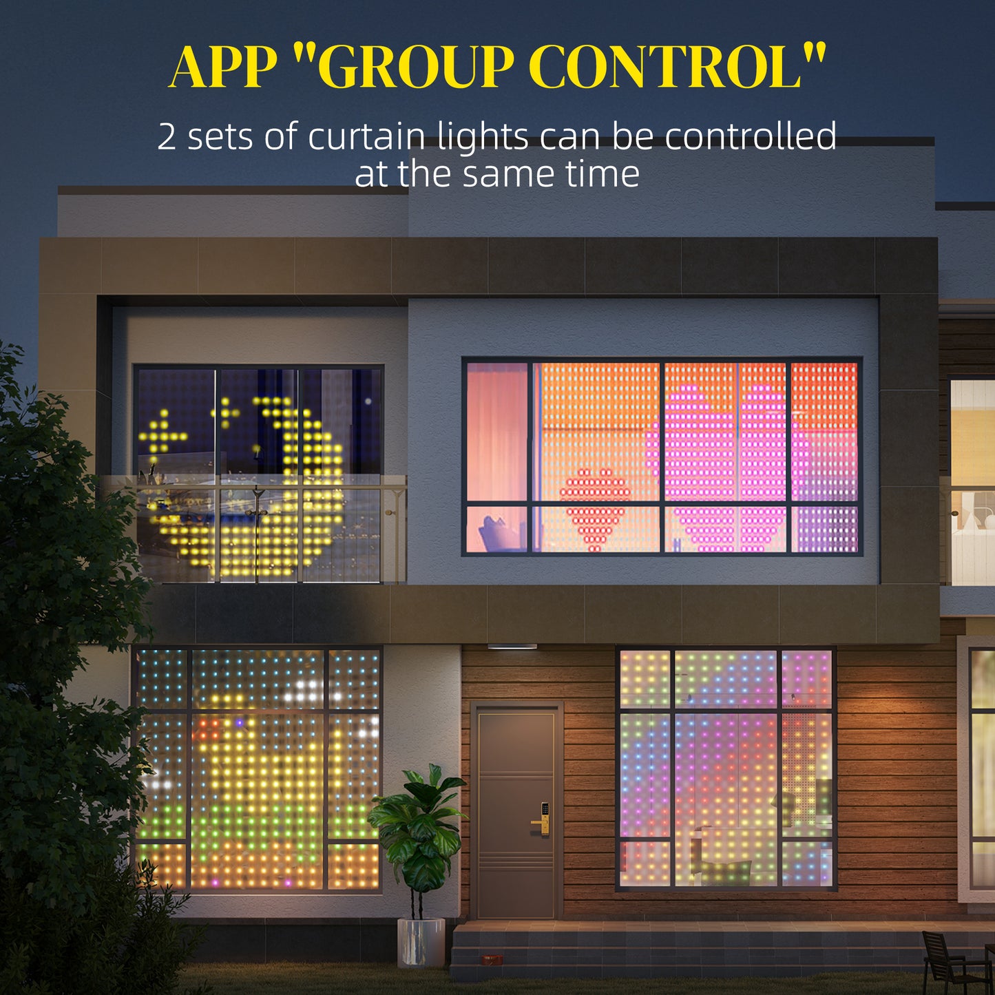 LED Curtain Lights, Smart Curtain Fairy Plug In, Colour Changing Wall Lights with Remote, App