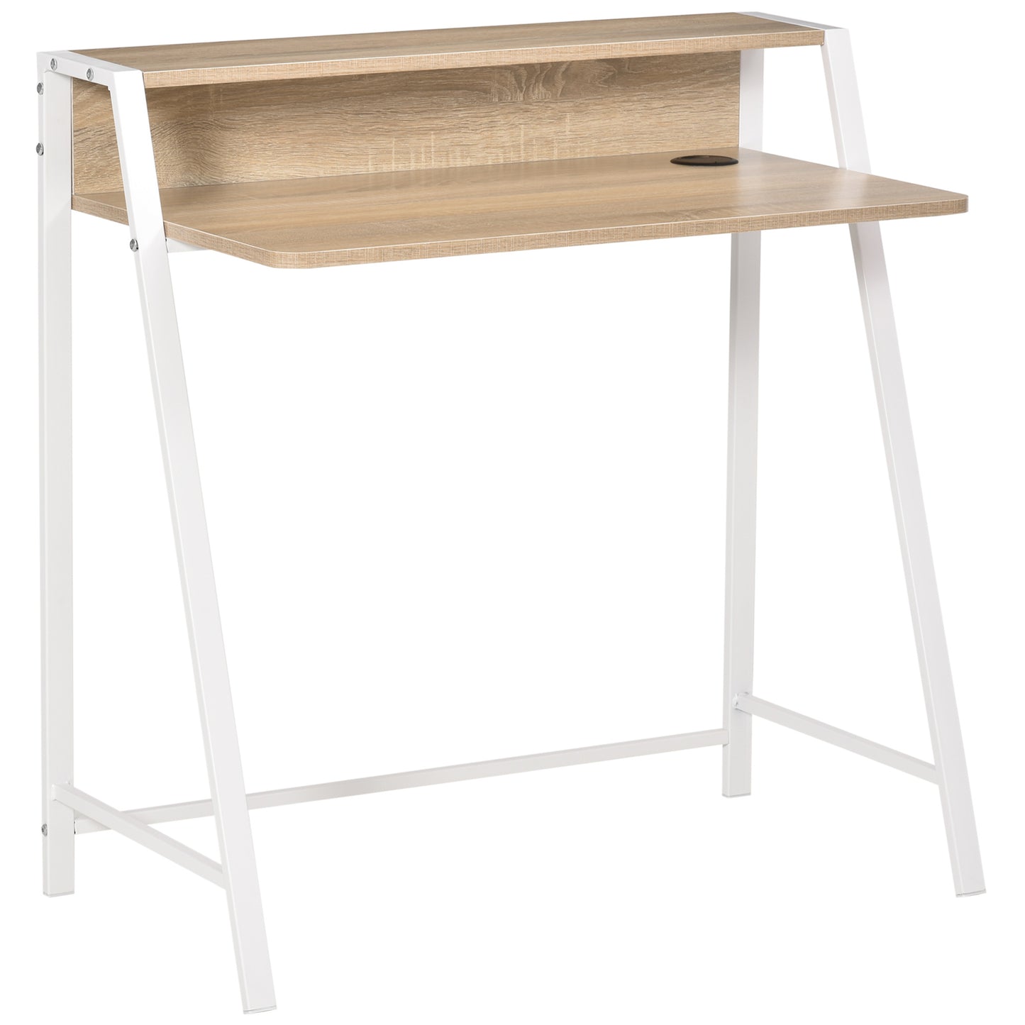 Writing Desk Computer Table Home Office PC Laptop Workstation Storage Shelf 84L x 45W cm White and Oak