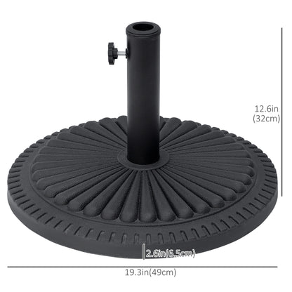 14kg Round Cement Parasol Base Umbrella Weight Stand Holder Fits Φ35mm,Φ38mm,Φ48mm Pole for Patio Outdoor Garden - Black