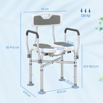 Shower Chair with Hygiene Cut-Out Seat and Reinforced Crossbars